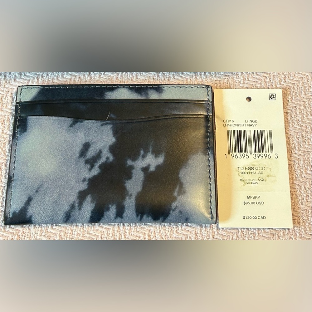 COACH Leather Card Case Digitally Printed Tie Dye in Midnight Navy - Picture 2 of 5